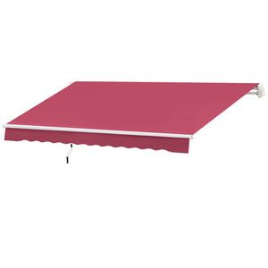 Outsunny 10' x 8' Retractable Awning, Patio Awnings, Sunshade Shelter w/ Manual Crank Handle, UV & Water-Resistant Fabric and Aluminum Frame for Deck, Balcony, Yard, Red