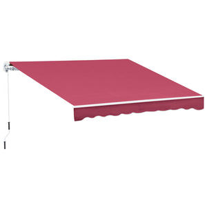 Outsunny 10' x 8' Retractable Awning, Patio Awnings, Sunshade Shelter w/ Manual Crank Handle, UV & Water-Resistant Fabric and Aluminum Frame for Deck, Balcony, Yard, Red