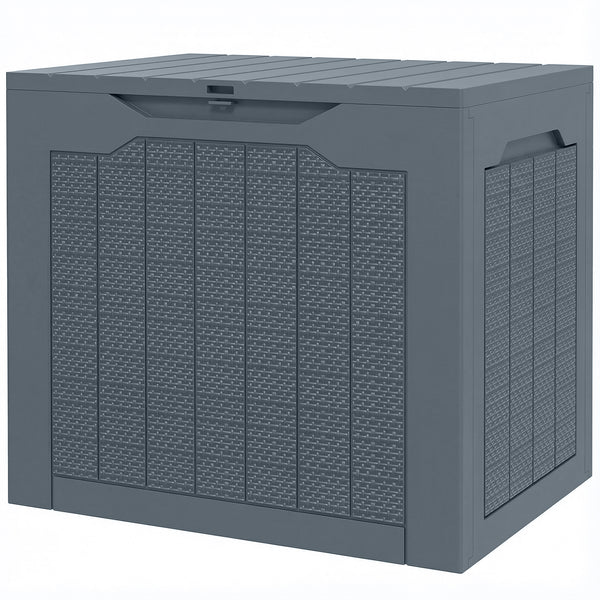 93L Plastic Garden Storage Box, Outdoor Storage Box with Handles, Waterproof Outdoor Storage Container for Garden Tools and Accessories, Light Grey