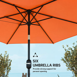 2.6 m Garden Parasol Umbrella with Aluminium Pole, Outdoor Table Market Patio Umbrella Sun Shade with Tilt and Crank, Vent, Orange