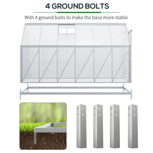 Outsunny 12' x 6' x 6.5' Polycarbonate Greenhouse with Aluminum Frame, Walk-in Heavy Duty Greenhouse with Adjustable Roof Vent, Rain Gutter and Sliding Door for Winter, Silver