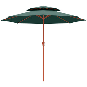 Patio Umbrella with Crank, Double Top Outdoor Market Table Umbrella for Garden, Patio,104'' x 104'', Green