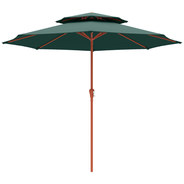 Patio Umbrella with Crank, Double Top Outdoor Market Table Umbrella for Garden, Patio,104'' x 104'', Green
