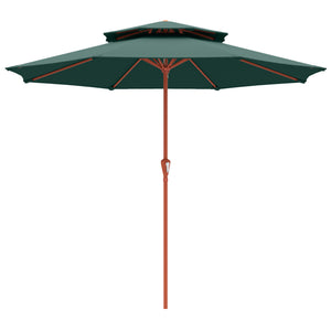 Patio Umbrella with Crank, Double Top Outdoor Market Table Umbrella for Garden, Patio,104'' x 104'', Green