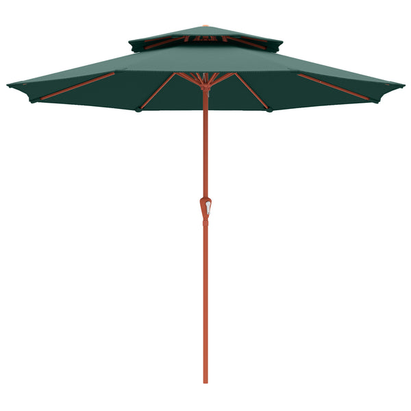 Patio Umbrella with Crank, Double Top Outdoor Market Table Umbrella for Garden, Patio,104'' x 104'', Green