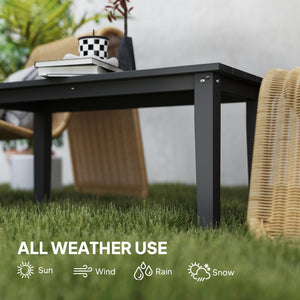 Outsunny HDPE Outdoor Coffee Table, All-Weather Rectangle Patio Coffee Table, Plastic Outdoor Patio Table with Slatted Tabletop for Garden, Balcony, Backyard, Black