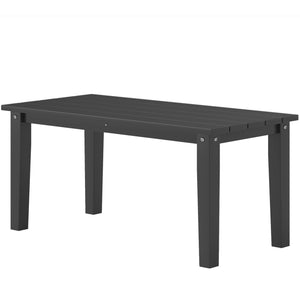 Outsunny HDPE Outdoor Coffee Table, All-Weather Rectangle Patio Coffee Table, Plastic Outdoor Patio Table with Slatted Tabletop for Garden, Balcony, Backyard, Black