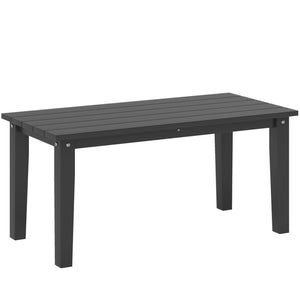 Outsunny HDPE Outdoor Coffee Table, All-Weather Rectangle Patio Coffee Table, Plastic Outdoor Patio Table with Slatted Tabletop for Garden, Balcony, Backyard, Black