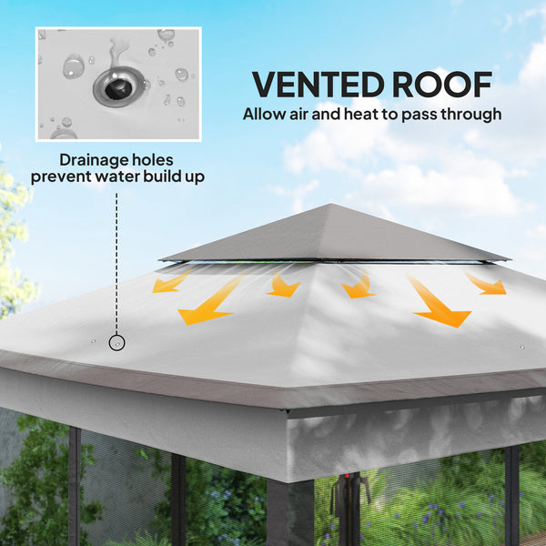 3 x 3(m) Pop Up Gazebo, Marquee Party Tent with Double Tier Roof, Netting and Carry Bag, Event Shelter for Outdoor Patio, Light Grey