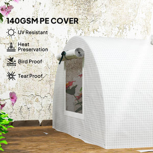 10' x 3' x 2' Portable Mini Greenhouse, Tunnel Growing Tent Plants Flower Warm House with 5 Mesh Windows and Steel Frame, for Garden, Patio, Backyard, White