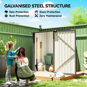 3.3ft x 3.4ft Lean to Garden Shed, Metal Outdoor Storage Shed with Single Lockable Door, Tool Storage Shed for Garden, Patio, Dark Grey