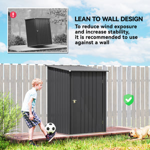 3.3ft x 3.4ft Lean to Garden Shed, Metal Outdoor Storage Shed with Single Lockable Door, Tool Storage Shed for Garden, Patio, Dark Grey