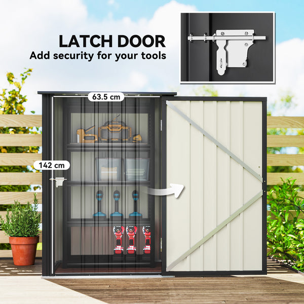 3.3ft x 3.4ft Lean to Garden Shed, Metal Outdoor Storage Shed with Single Lockable Door, Tool Storage Shed for Garden, Patio, Dark Grey
