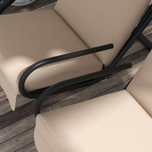 Luxury Patio Swing Metal Outdoor Porch Swing Chair 2 Separated Seater Hammock Heavy-Duty with Canopy and Cushions, Beige
