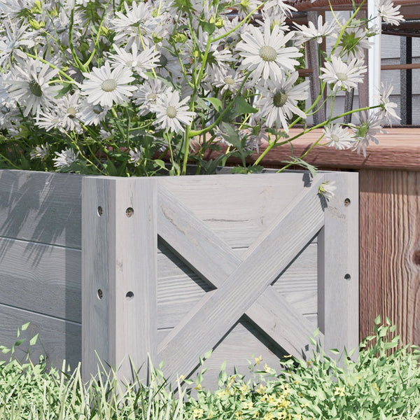 58L Garden Raised Bed Planter Grow Containers for Outdoor Patio Plant Flower Vegetable Pot Fir Wood, 100 x 36.5 x 36 cm, Grey