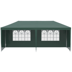 6 x 3 m Party Tent Gazebo Marquee Outdoor Patio Canopy Shelter with Windows and Side Panels Green