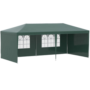 6 x 3 m Party Tent Gazebo Marquee Outdoor Patio Canopy Shelter with Windows and Side Panels Green