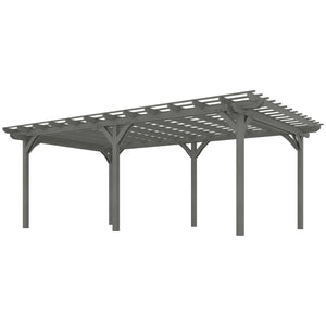 Outsunny 12' x 20' Outdoor Pergola, Wood Gazebo Grape Trellis with Stable Structure for Climbing Plant Support, Garden, Patio, Backyard, Deck, Gray