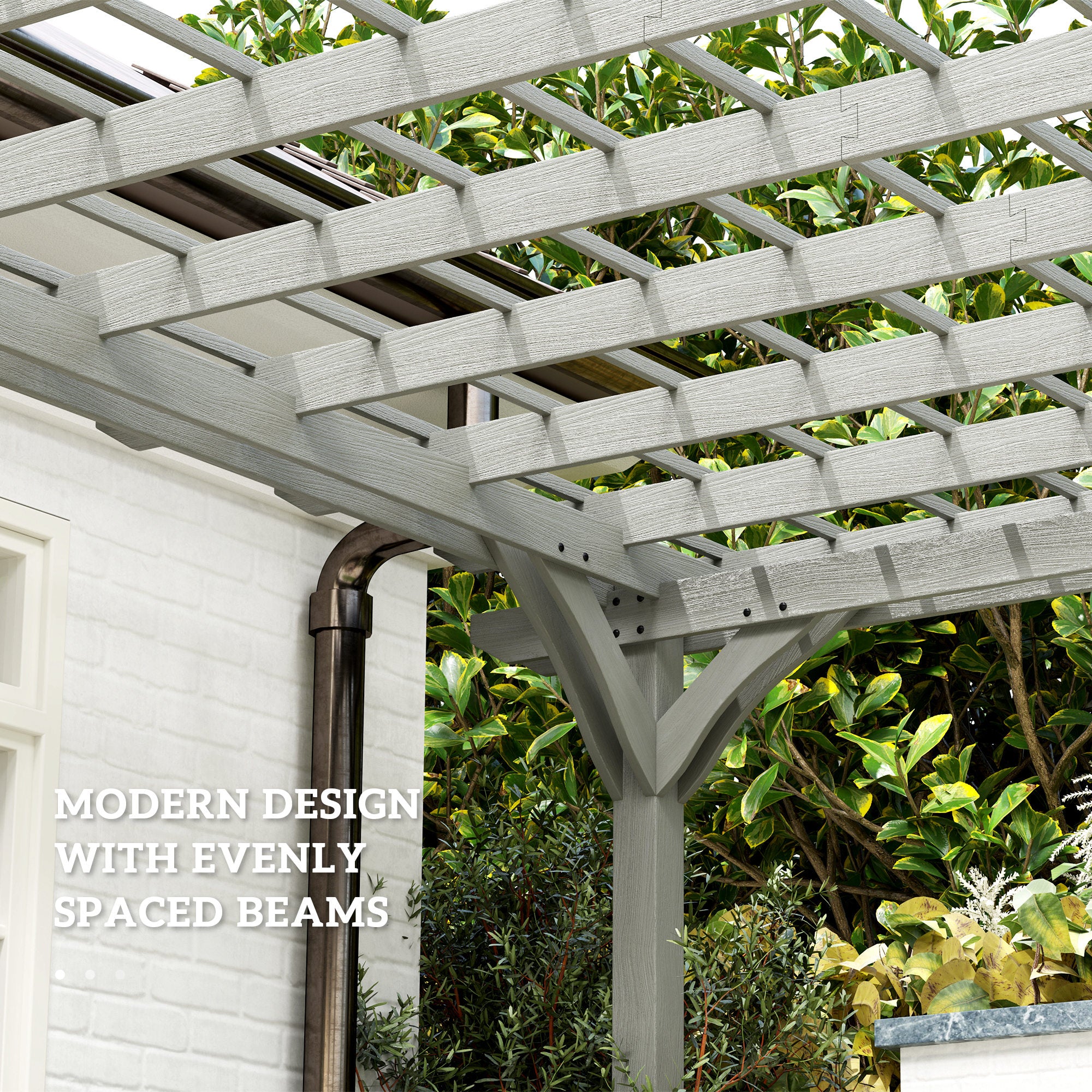 modern wood trellis Outsunny 12' x 20' Outdoor Pergola, Wood Gazebo Grape Trellis with Stable Structure for Climbing Plant Support, Gray