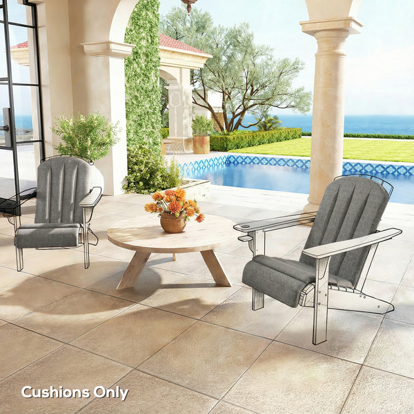 Adirondack Chair Cushion Set of 2, Outdoor Chair Cushions, High Back Patio Chair Cushions with Ties, Non-Slip Replacement Seat Cushion for Patio Furniture, Dark Grey