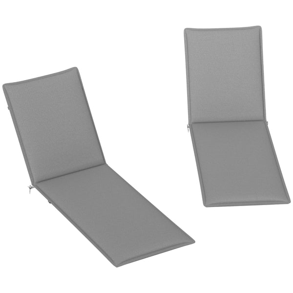 Outdoor Lounge Chair Cushion Set of 2, UPF50+ 200gsm Fabric and 25D High-Density Foam, Foldable Patio Chaise Lounge Cushion Set, Fade Resistant for Lawn Pool, 76" x 23", Gray