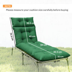 Sun Lounger Cushions Only, 190x56x10cm Garden Lounge Chair Cushions Set of 2, UPF20+ 220gsm Fabric, Thick Sunbed Replacement Pads with 6 Ties, Green