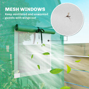 6' x 2' x 6.6' Mini Greenhouse, Portable Garden Green House with Roll-up Door and Mesh Windows, Small Plant Greenhouse with PE Cover, Steel Frame for Indoor Outdoor, Green