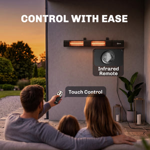 3000 W Electric Infrared Patio Heater, Wall Mounted IP65 Waterproof Outdoor Garden Heater with 9 Heat Settings, 24H Timer, Touch/Remote Control, LED Display for Indoor & Outdoor, Black