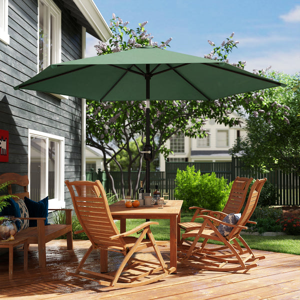 2.6 m Garden Parasol Umbrella with Aluminium Pole, Outdoor Table Market Patio Umbrella Sun Shade with Tilt and Crank, Vent, Dark Green