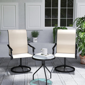 Outdoor Patio Swivel Chairs Set of 2, High Back Patio Dining Chairs with All-Weather Mesh Fabric and Metal Frame for Backyard, Lawn, Porch or Garden, Beige