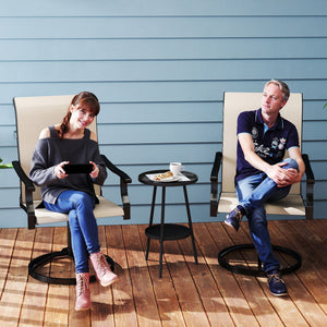 Outdoor Patio Swivel Chairs Set of 2, High Back Patio Dining Chairs with All-Weather Mesh Fabric and Metal Frame for Backyard, Lawn, Porch or Garden, Beige