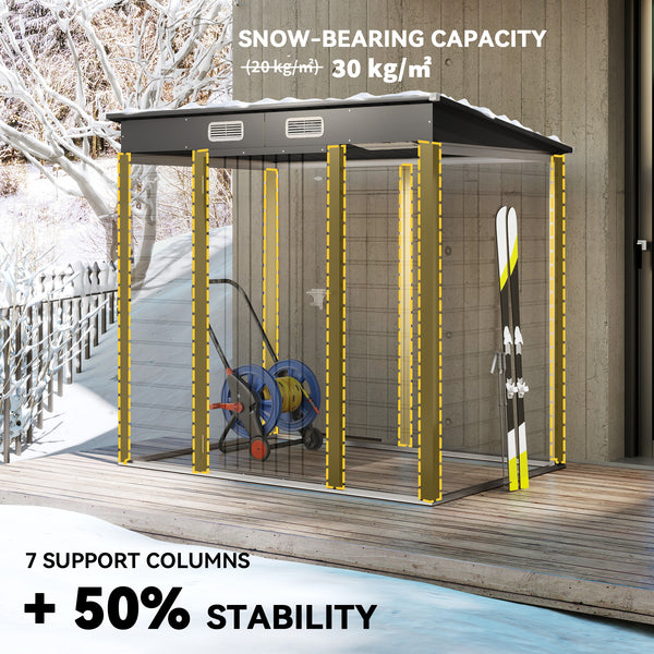 6 x 4FT Outdoor Storage Shed, Easy to Assemble Galvanized Metal Garden Shed, Waterproof Tool Shed with Lockable Door and 2 Vents for Backyard, Lawn, Patio, Grey