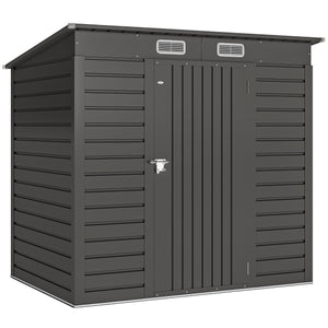 6 x 4FT Outdoor Storage Shed, Easy to Assemble Galvanized Metal Garden Shed, Waterproof Tool Shed with Lockable Door and 2 Vents for Backyard, Lawn, Patio, Grey