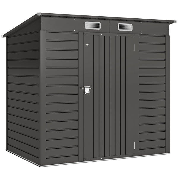 6 x 4FT Outdoor Storage Shed, Easy to Assemble Galvanized Metal Garden Shed, Waterproof Tool Shed with Lockable Door and 2 Vents for Backyard, Lawn, Patio, Grey