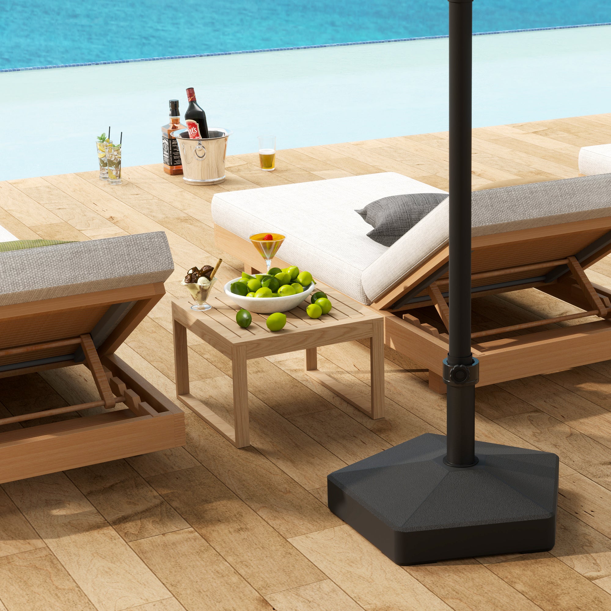 Outsunny Patio Umbrella Base Holder, Heavy Duty Outdoor Umbrella Stand Base, Filled Up to 42lbs with Stand or 33lbs with Water for Garden, Poolside, B