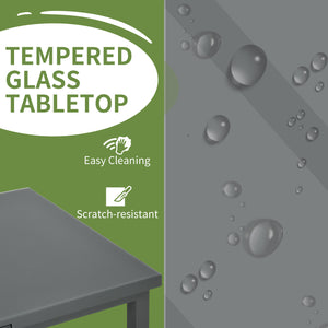 Extending Garden Table, Rectangle Outdoor Dining Table for 6-8, Aluminium Frame, for Lawn Balcony - Charcoal Grey