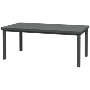 Extending Garden Table, Rectangle Outdoor Dining Table for 6-8, Aluminium Frame, for Lawn Balcony - Charcoal Grey