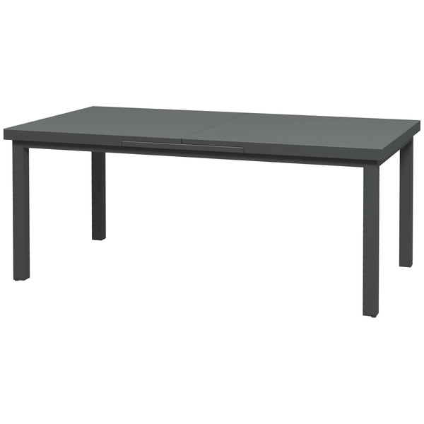 Extending Garden Table, Rectangle Outdoor Dining Table for 6-8, Aluminium Frame, for Lawn Balcony - Charcoal Grey