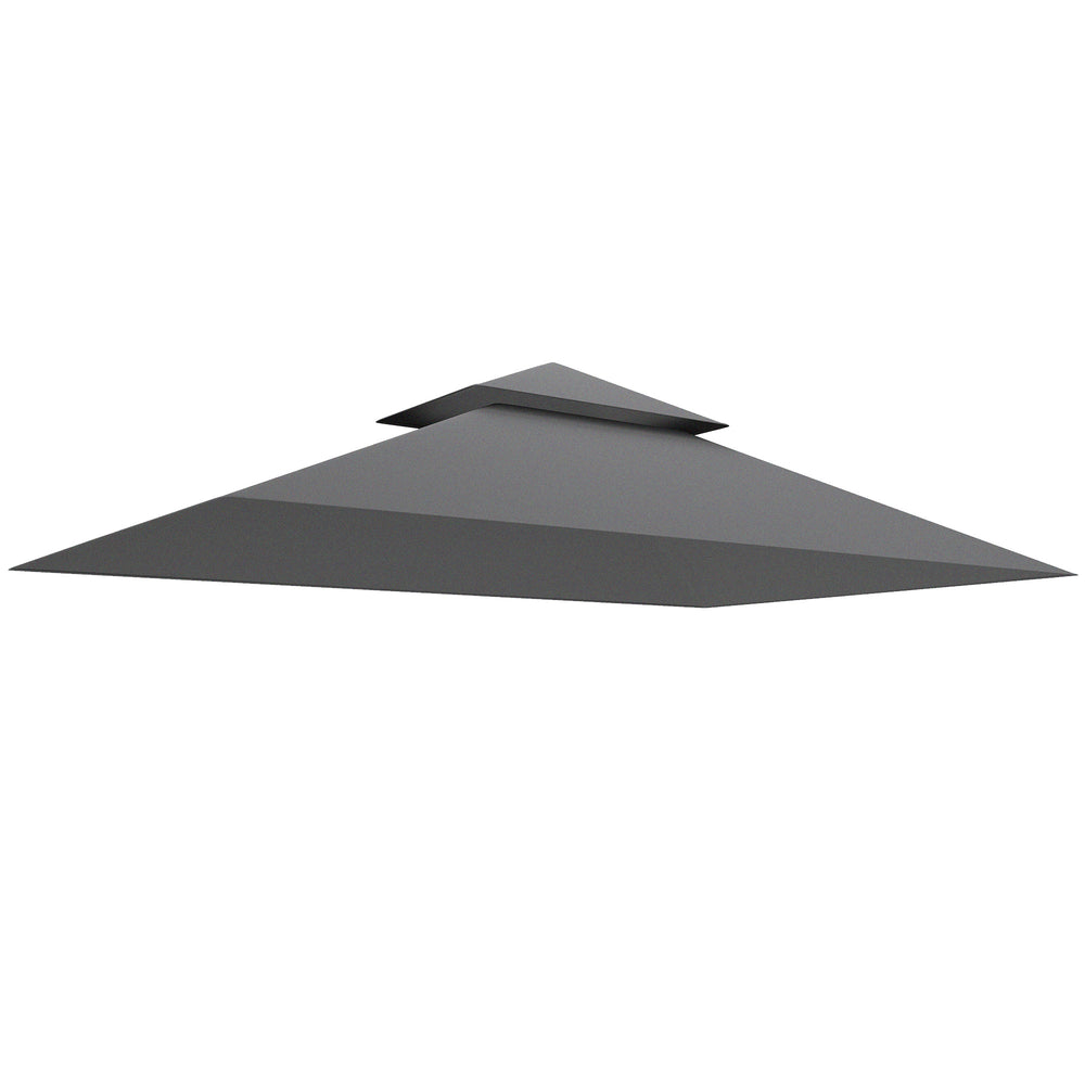 Grill Gazebo Replacement Canopy Roof for 1.5 x 2.4m Frame, UPF50+ Protection, Double Tiered 5' x 8' Outdoor BBQ Gazebo Cover Replacement, TOP COVER ONLY, Dark Grey