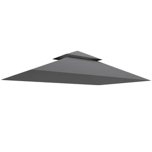 Grill Gazebo Replacement Canopy Roof for 1.5 x 2.4m Frame, UPF50+ Protection, Double Tiered 5' x 8' Outdoor BBQ Gazebo Cover Replacement, TOP COVER ONLY, Dark Grey