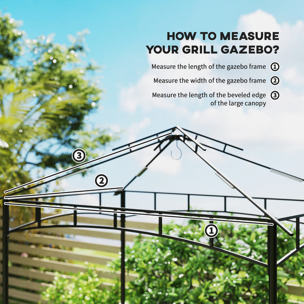Grill Gazebo Replacement Canopy Roof for 1.5 x 2.4m Frame, UPF50+ Protection, Double Tiered 5' x 8' Outdoor BBQ Gazebo Cover Replacement, TOP COVER ONLY, Dark Grey