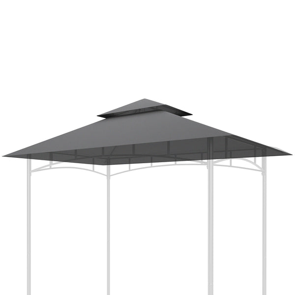 Outsunny Grill Gazebo Canopy Replacement Roof, UPF50+ Protected, 5' x 8' Outdoor BBQ Canopy Replacement Cover, Double Tiered Grill Canopy Replacement Cover, TOP COVER ONLY, Dark Gray