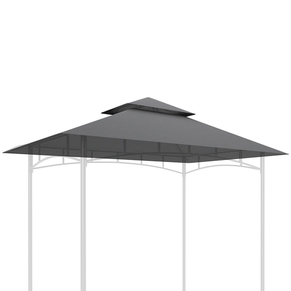 Grill Gazebo Replacement Canopy Roof for 1.5 x 2.4m Frame, UPF50+ Protection, Double Tiered 5' x 8' Outdoor BBQ Gazebo Cover Replacement, TOP COVER ONLY, Dark Grey