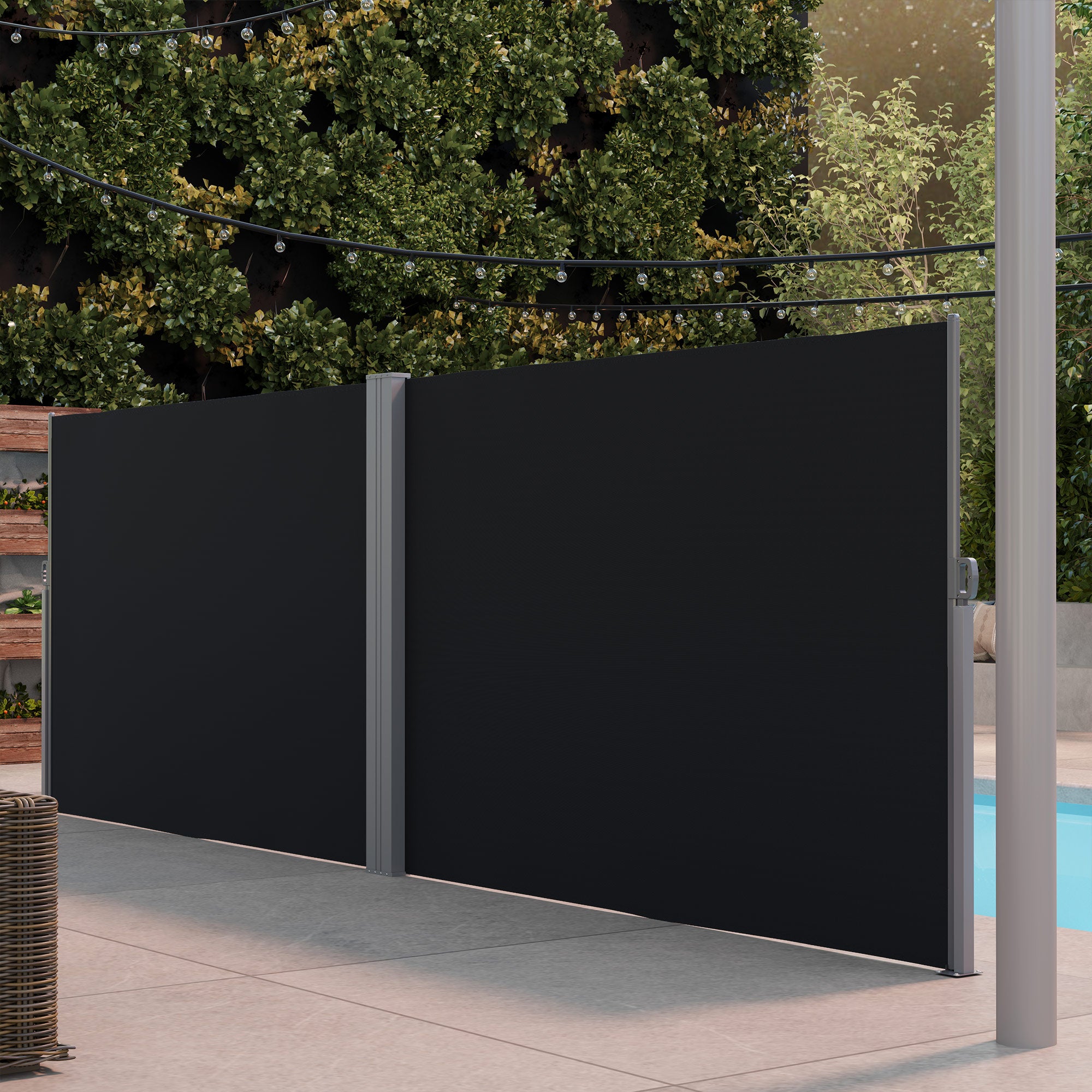 Outsunnny Patio Retractable Double Side Awning, 79