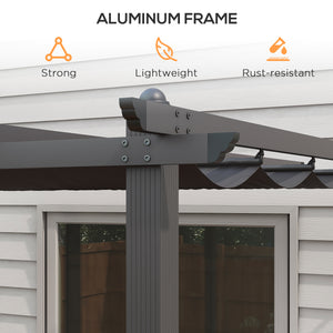 3 x 4m Pergola with Retractable Roof, Aluminium Frame Garden Gazebo Canopy Outdoor Sun Shade Shelter for Grill, Patio, Deck, Dark Grey