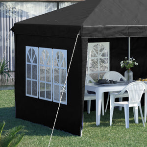 3 x 6m Garden Pop Up Gazebo, Height Adjustable Marquee Party Tent with Sidewalls, Storage Bag, Black