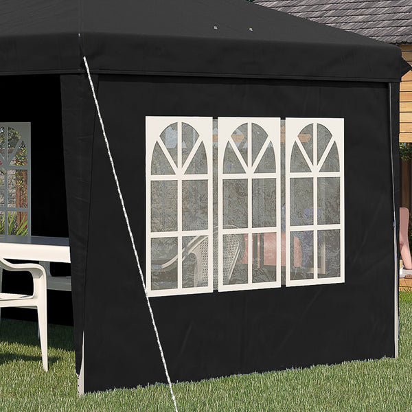 3 x 6m Garden Pop Up Gazebo, Height Adjustable Marquee Party Tent with Sidewalls, Storage Bag, Black