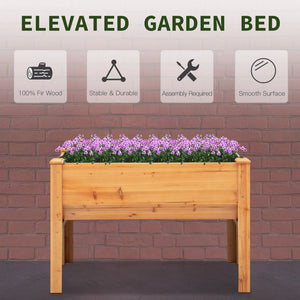 Outsunny 48" Raised Garden Bed with Hooks, 660lb Capacity Wood Elevated Planter Box with Water Draining and Liner, Funnel Design for Backyard Patio to Grow Vegetables, Herbs, Flowers, Natural