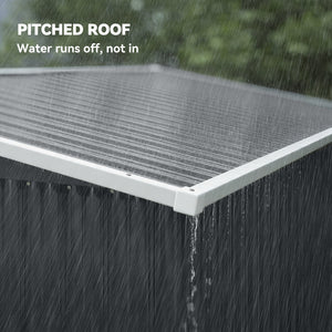 7.5' x 4.3' Outdoor Storage Shed, Waterproof Metal Garden Shed with Gloves, Lockable Doors, Vents and Pitched Roof for Backyard, Patio, Lawn, Poolside, Dark Grey