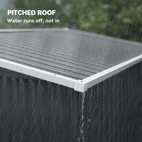 7.5' x 4.3' Outdoor Storage Shed, Waterproof Metal Garden Shed with Gloves, Lockable Doors, Vents and Pitched Roof for Backyard, Patio, Lawn, Poolside, Dark Grey